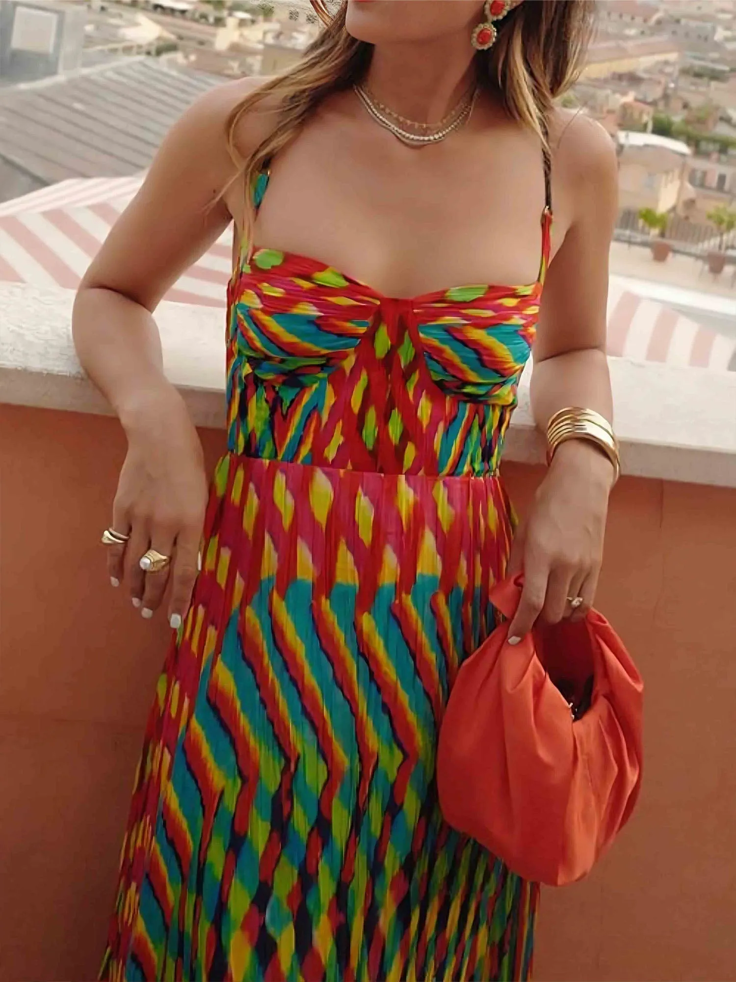 Boho Vibrant Striped Maxi Dress
