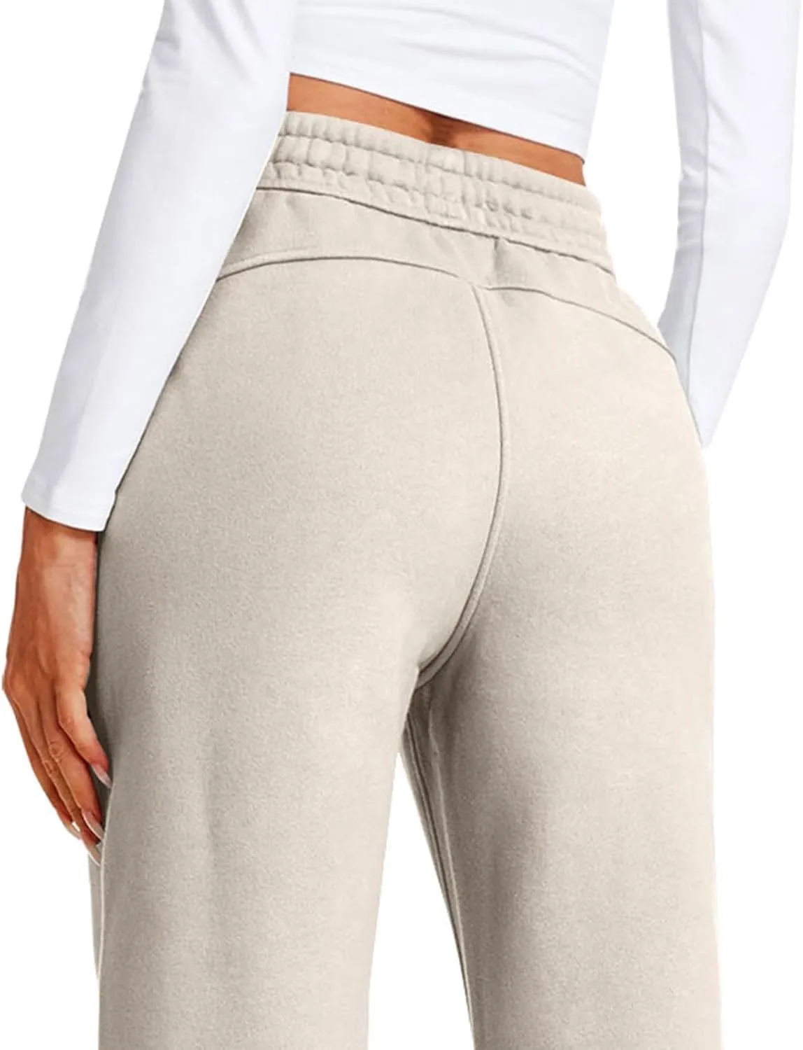 Casual High Waist Drawstring Straight Leg Trousers Loose Fit Comfy Workout Athletic Yoga Pants with Pockets for Women