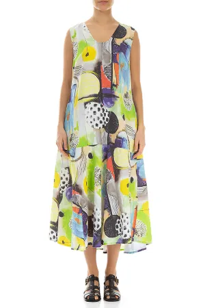 Flared Sleeveless Artmaze Linen Dress