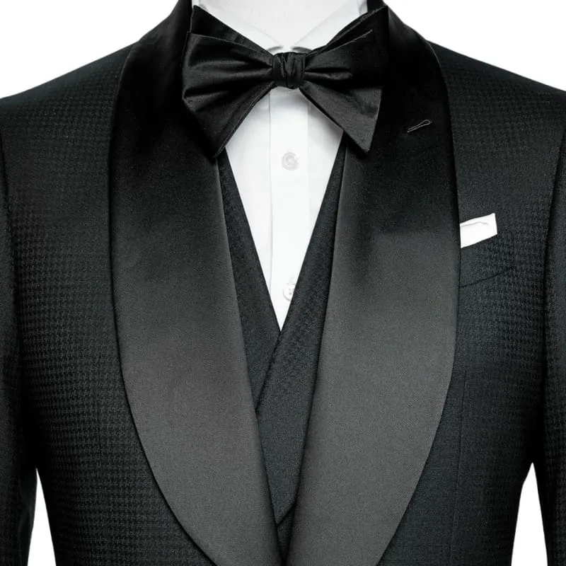Formal Black Shawl Lapel Three Pieces Wedding Suits One Button Formal Wedding Groomsmen Suit