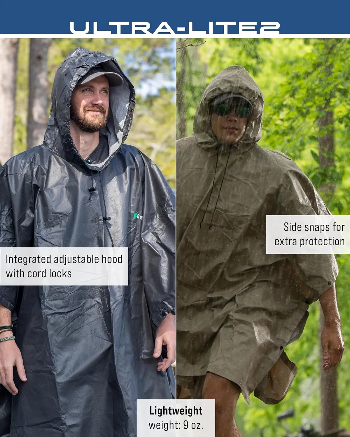 FROGG TOGGS Ultra-lite2 Waterproof, Breathable Rain Poncho, Adult and Youth Sizes