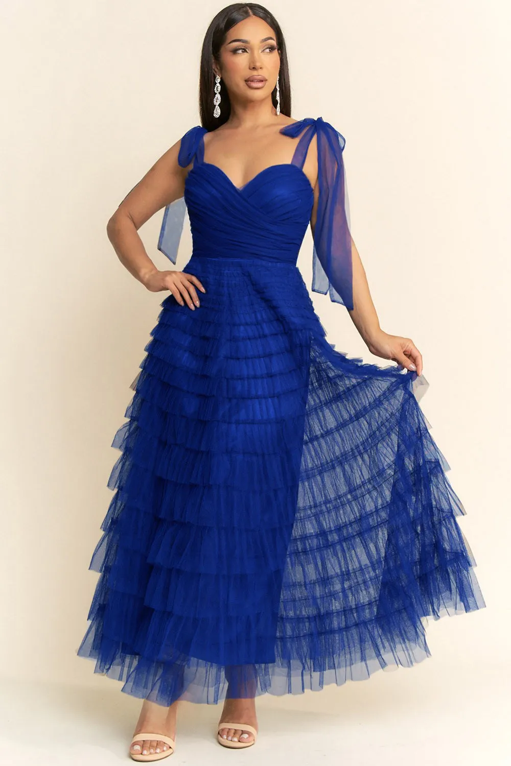 Grace Tulle Dress in Vibrant Blue