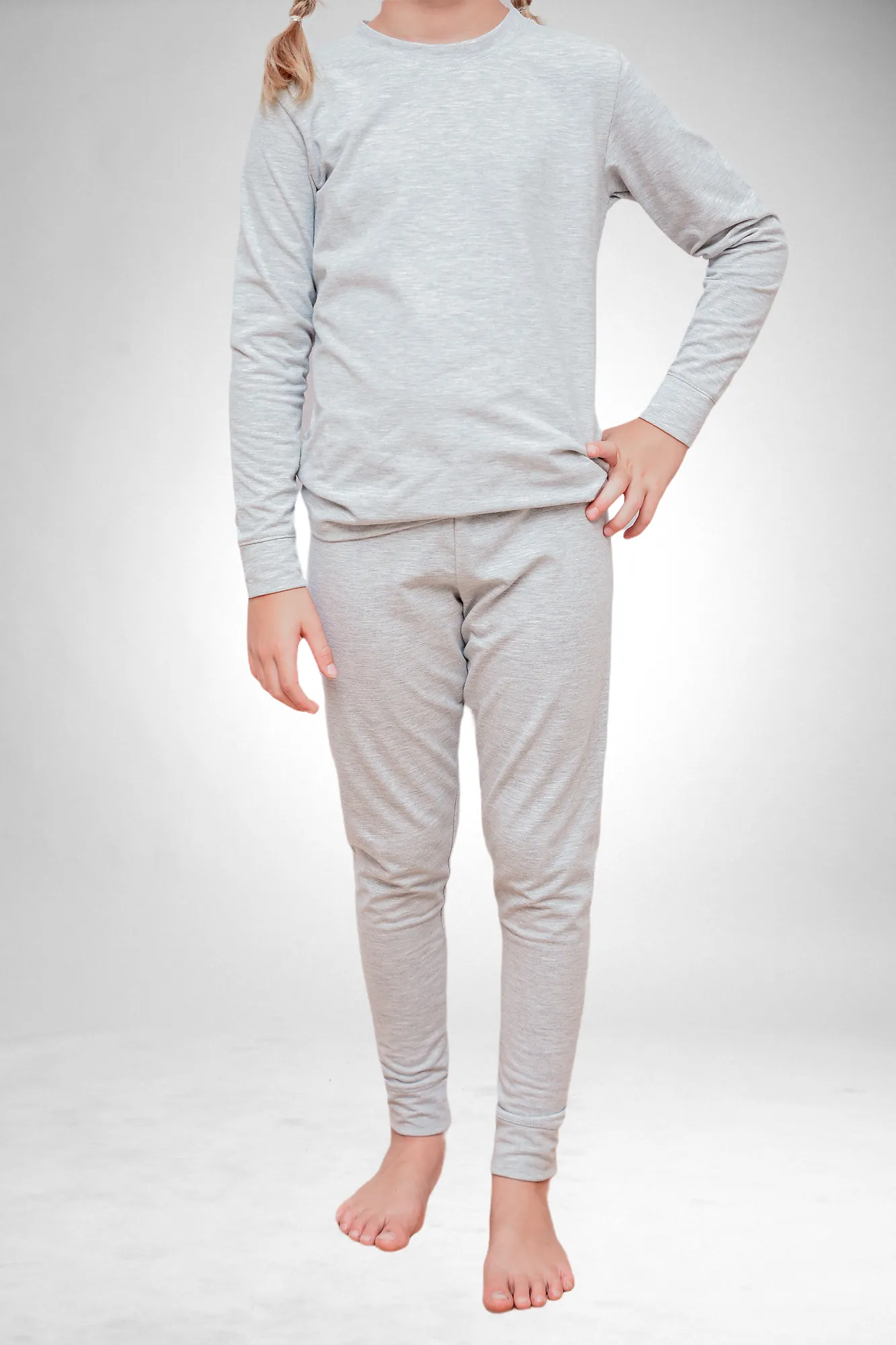 Kids Winter Pajamas - Soft Grey