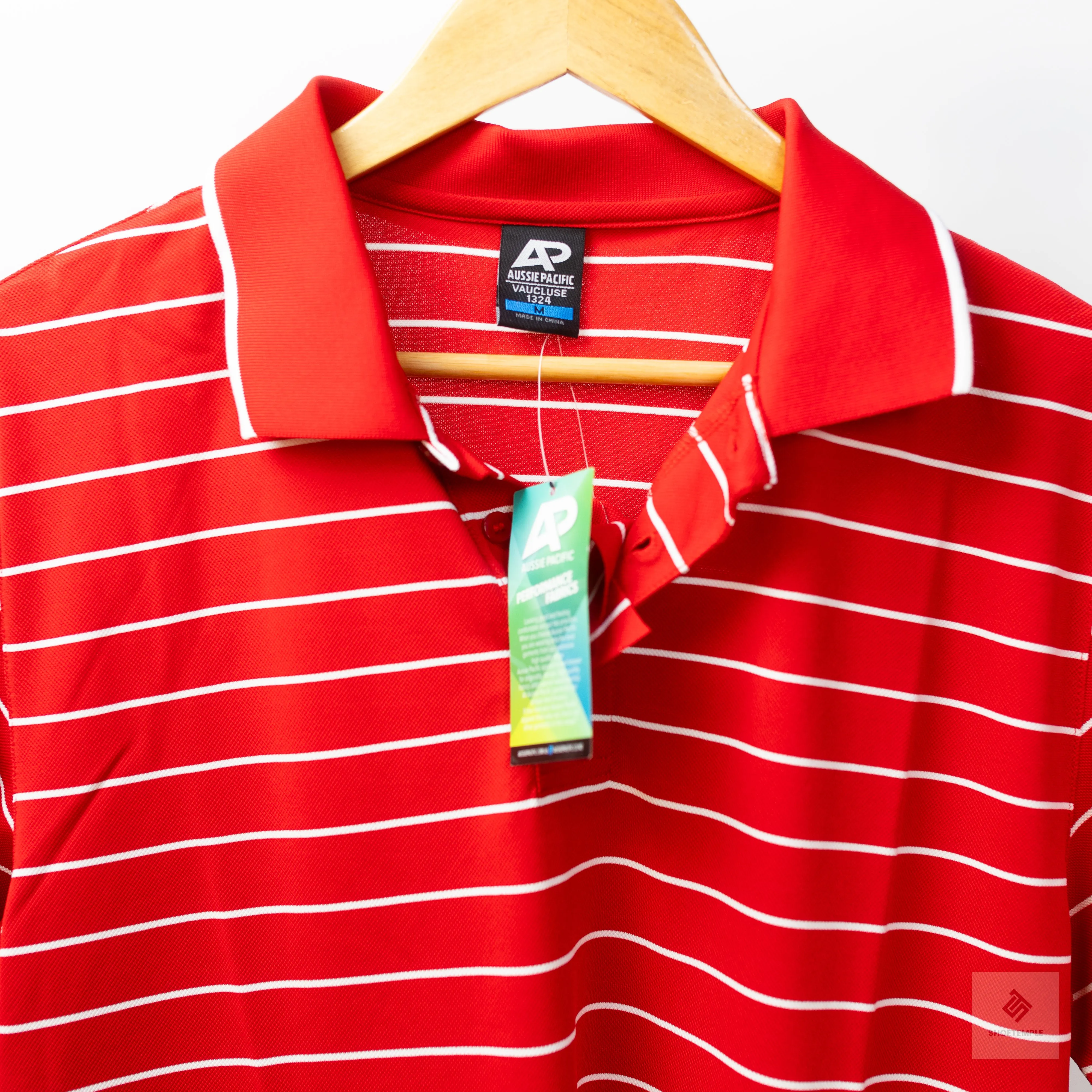 King Gee Moisture Wicking Striped Polo Shirt - Red