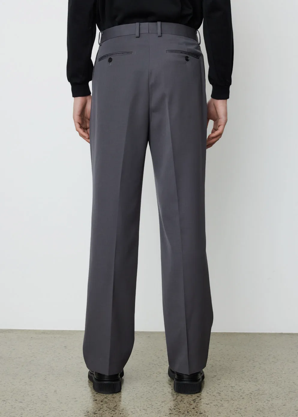 Light Wool Max Gabardine Two-Tuck Slacks