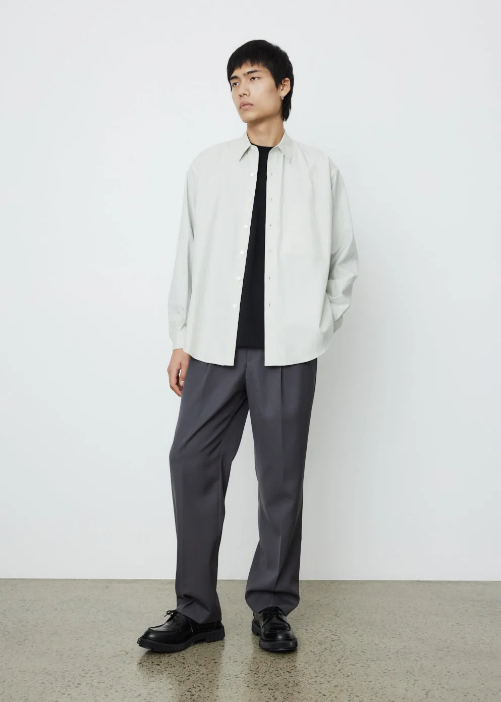 Light Wool Max Gabardine Two-Tuck Slacks
