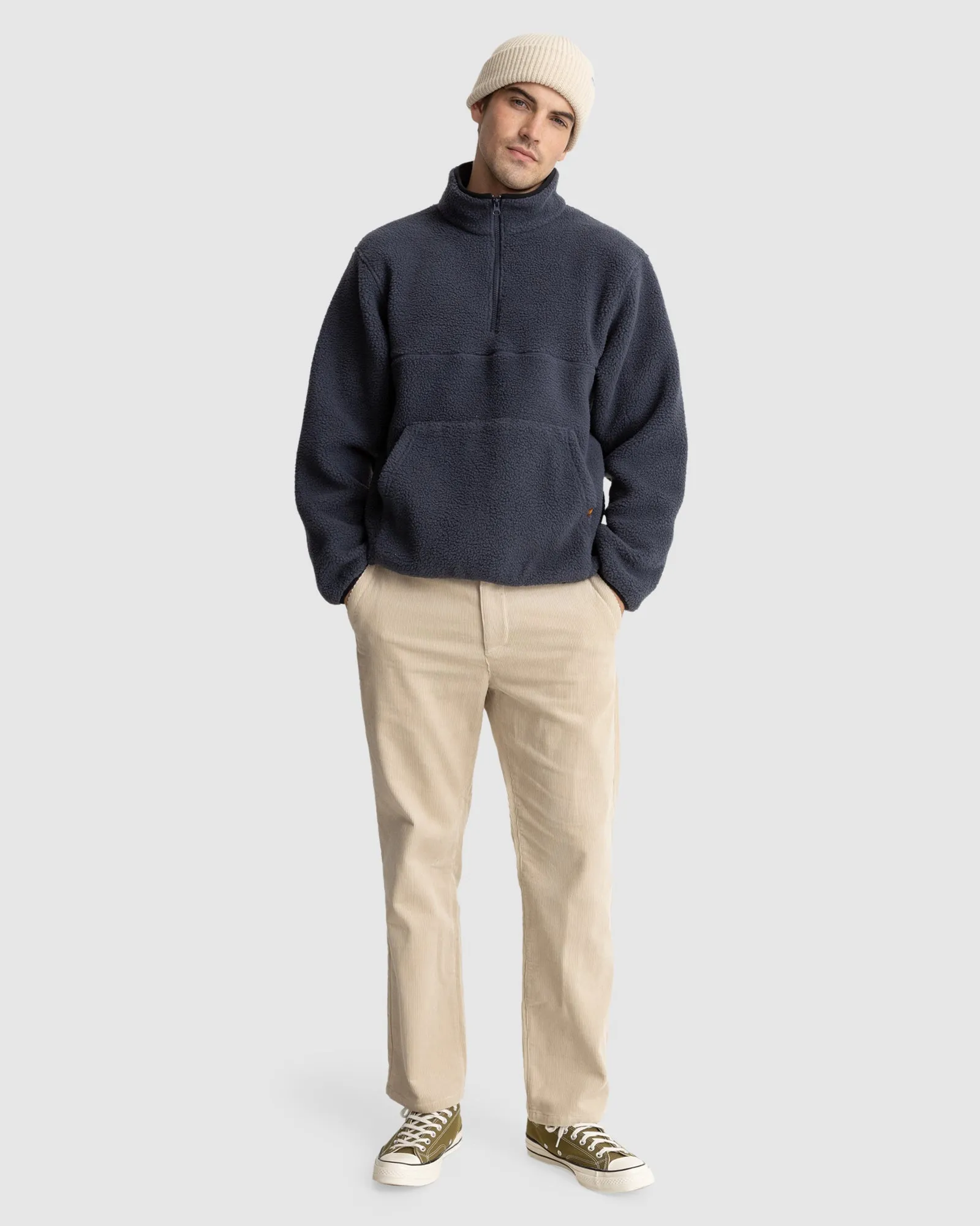 MENS HALF ZIP SHERPA FLEECE PULL OVER