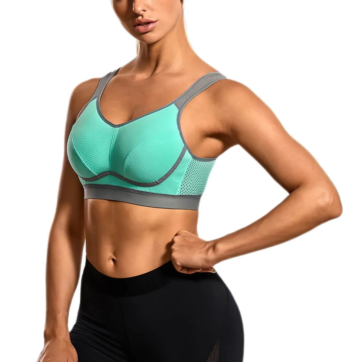 Moisture-wicking Bounce Control Back Closure Sports Bra