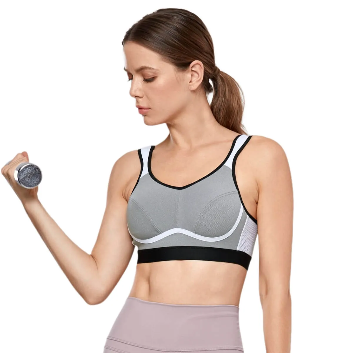 Moisture-wicking Bounce Control Back Closure Sports Bra