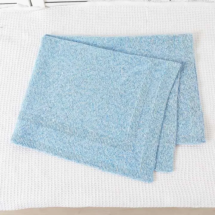 Pure Color Soft Cotton Knitted Blanket-بطانية محبوكة