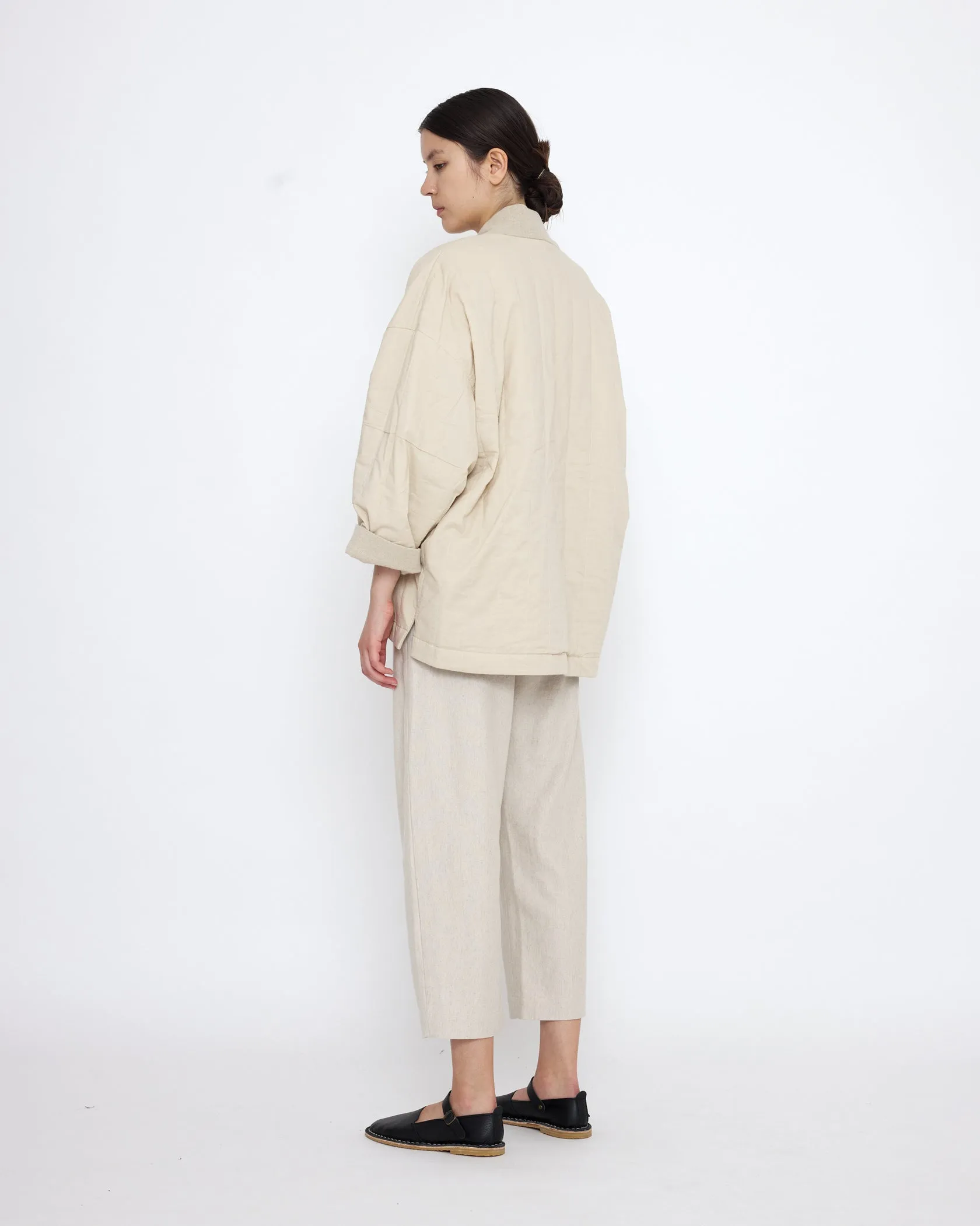 REVERSIBLE QUILTED JACKET - OATMEAL