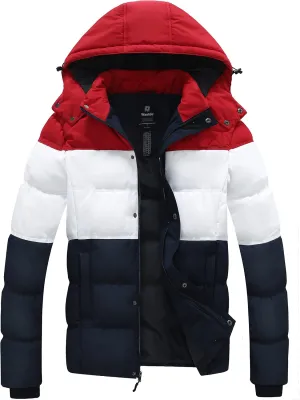 Wantdo Men's Hooded Winter Coat Warm Puffer Jacket Thicken Cotton Coat with Removable Hood