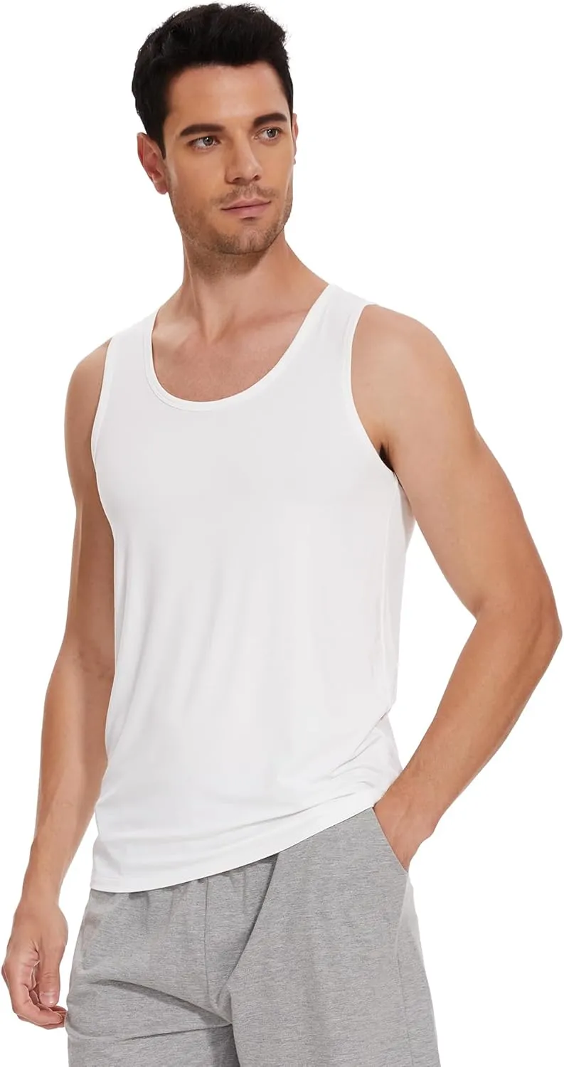 WiWi Viscose from Bamboo Men's Tank T-Shirt Soft Crewneck Undershirts Moisture Wicking Sleeveless Tanks Undershirt S-XXL