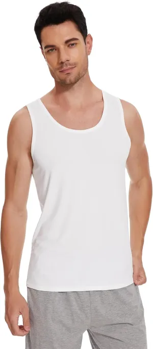 WiWi Viscose from Bamboo Men's Tank T-Shirt Soft Crewneck Undershirts Moisture Wicking Sleeveless Tanks Undershirt S-XXL