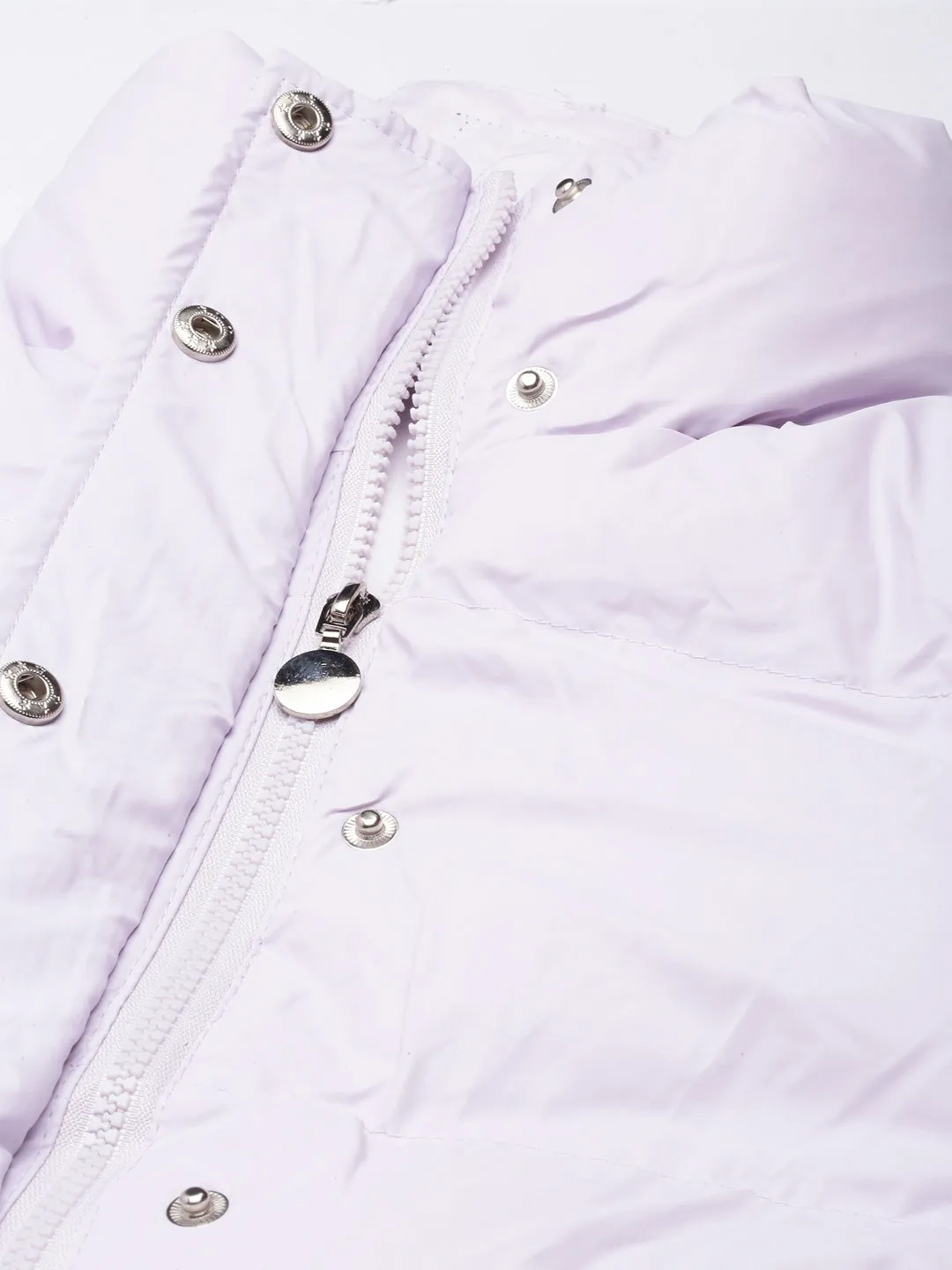 Women Lavender Washed Windcheater Crop Puffer Jacket